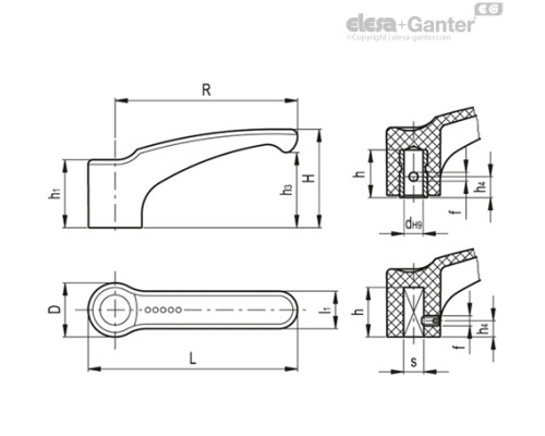 Ручка рычажного типа ERF.44 N-6-C1 (232111-C1) ELESA+GANTER