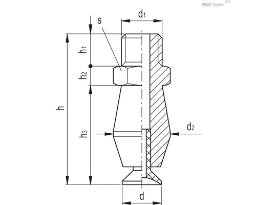 Вакуумная присоска VVH-05-M5-T-A (VV.52010) ELESA+GANTER