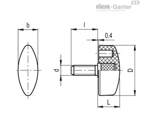 Зажимной барашек CT.476/25-SST-p-M5x25 (108313) ELESA+GANTER