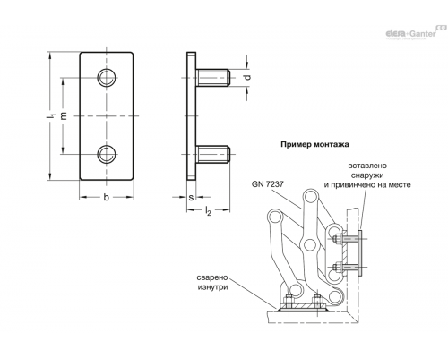Пластина GN 2376-NI-60-20-MT ELESA+GANTER