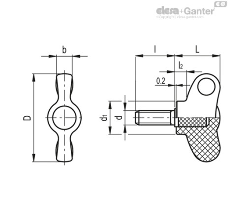 Зажимной барашек CWN.32 p-M6x16 (8612) ELESA+GANTER