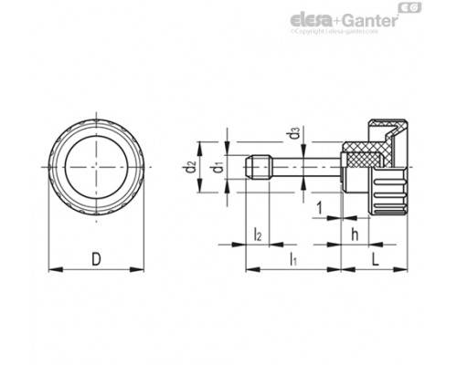 Фиксируемая рифлёная ручка BT-HP.32-SST-p-M6x22 (105371) ELESA+GANTER