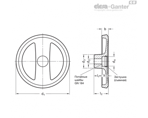 Маховичок со спицами GN 924-125-B12-A-SW ELESA+GANTER
