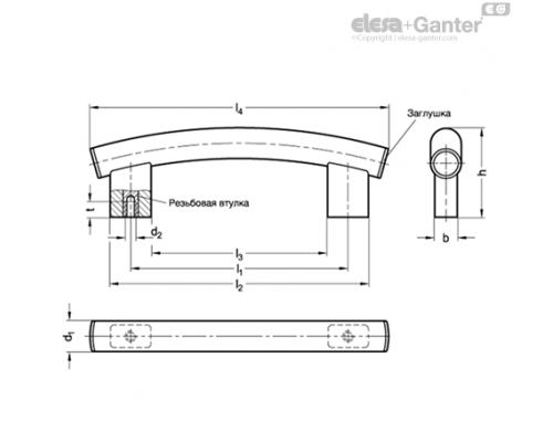 Трубчатая ручка арочного типа GN 666.4-30-M6-600-NG ELESA+GANTER