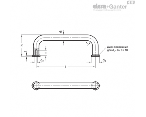 П-образная ручка GN 425-AL-8-100-SR ELESA+GANTER