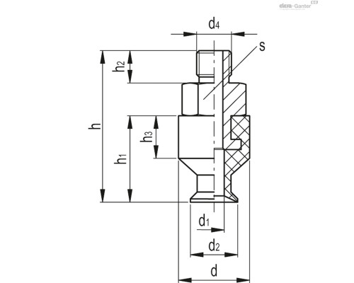 Вакуумная присоска VVA-07-M5-T-S (VV.45002) ELESA+GANTER