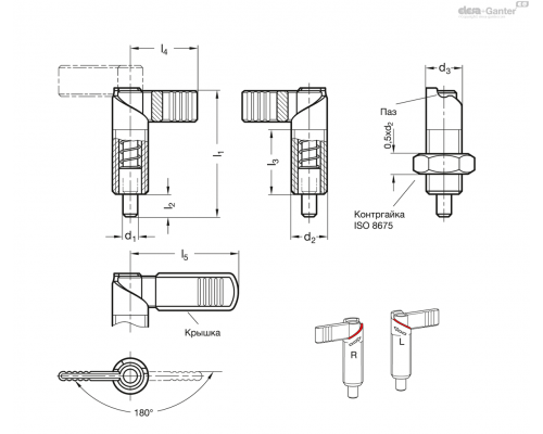 Рычажные фиксаторы GN 721.6-8-M16x1,5-LA ELESA+GANTER