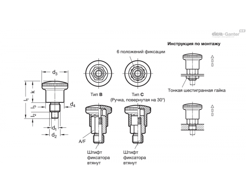 Штифт стопорный GN 822.10-5-M10x1-B ELESA+GANTER