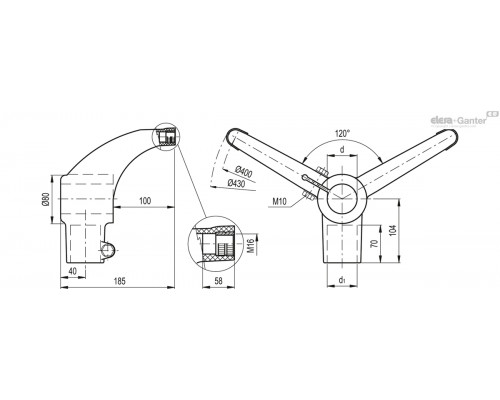 Двуногая опора BAG2-120-48-42-SST (419619) ELESA+GANTER