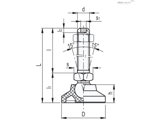 Регулируемая опора LS.A-25-14-STP-M8x69 (341127) ELESA+GANTER