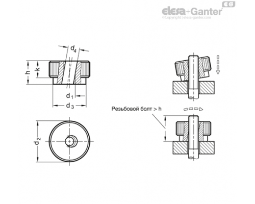 Быстросъёмная гайка с накаткой GN 6303.1-M10-NI ELESA+GANTER