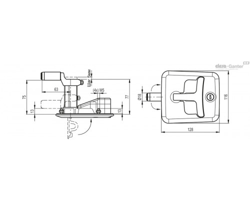 Замок CSMH-128-BK (421501) ELESA+GANTER