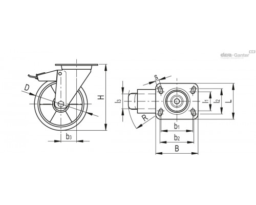 Колесико RE.F5-080-SSF-N-ESD (451601-ESD) ELESA+GANTER