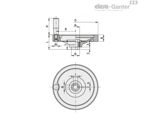 Цельнолитый предохранительный маховик VDN.175 FP+I+ST14 (73748) ELESA+GANTER