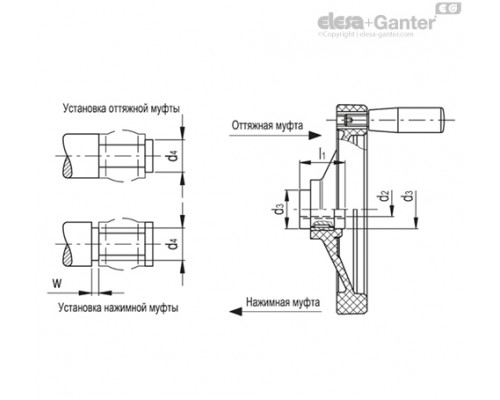Цельнолитый предохранительный маховик VDN.175 FP+I+ST14 (73748) ELESA+GANTER