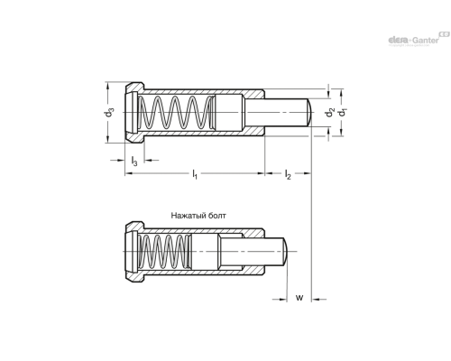 Фиксатор пружинный GN 614.6-6-KN ELESA+GANTER