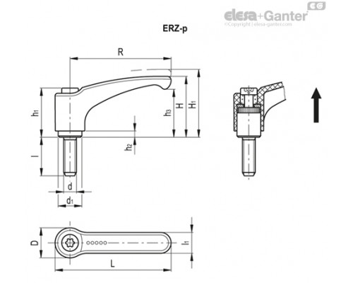 Регулируемая ручка ERZ.78-p-M12x25-C1 (238573-C1) ELESA+GANTER