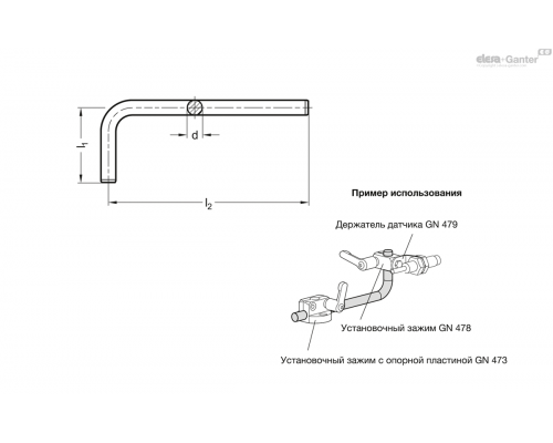 Удерживающий стержень GN 480.3-D10-50-150-NI ELESA+GANTER