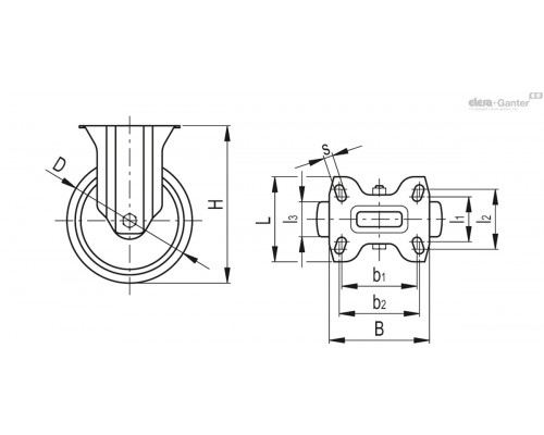 Колесико RE.F4-100-PSL-H (451461) ELESA+GANTER