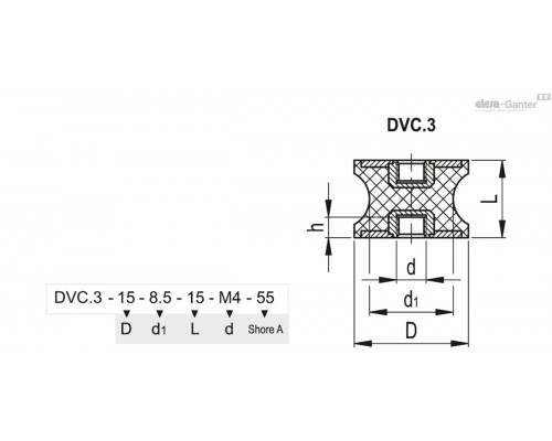 Виброгаситель DVC.3-20-14-30-M6-40 (434619) ELESA+GANTER