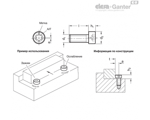 Эксцентриковый нажимной винт GN 418.3-M5-10-SN ELESA+GANTER
