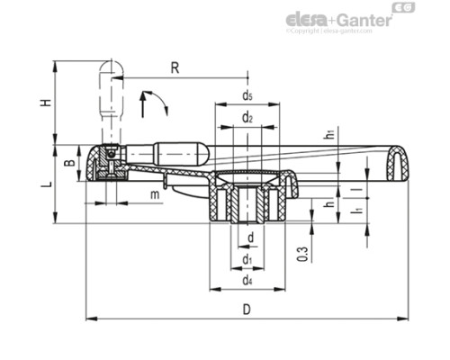 Маховик с одной спицей EMW.350+IR-A-20-C1 (204711-C1) ELESA+GANTER