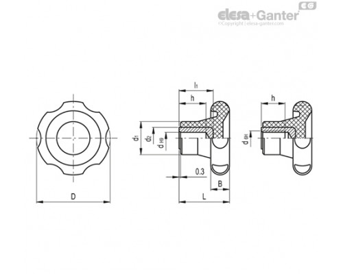 Лепестковая поворотная ручка VL.155/60 B-M8 (75121) ELESA+GANTER