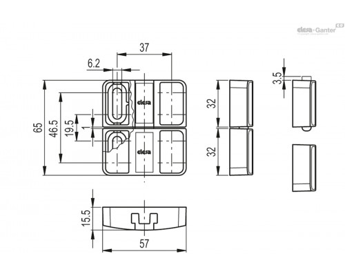 Фиксатор BMST.32-32-SL6-C33 (627011-C33) ELESA+GANTER