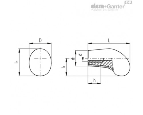 Фигурная ручка I.618/80 B-M10-SOFT (125541) ELESA+GANTER