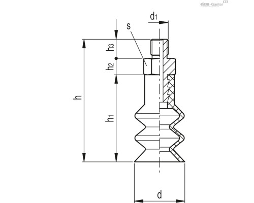 Вакуумная присоска VVN-20-G1/4-T-S (VV.58006) ELESA+GANTER