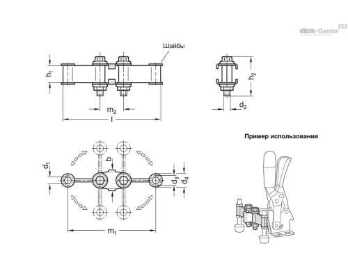 Удлинение прихвата GN 801.2-82-16-ST ELESA+GANTER