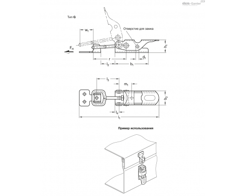 Замок натяжной GN 761-100-G-ST ELESA+GANTER