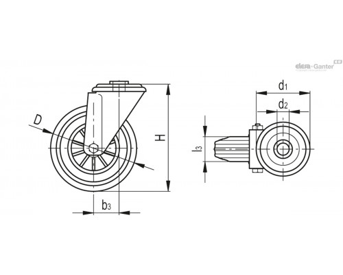 Колёсико RE.E2-200-FBL-N (449721) ELESA+GANTER