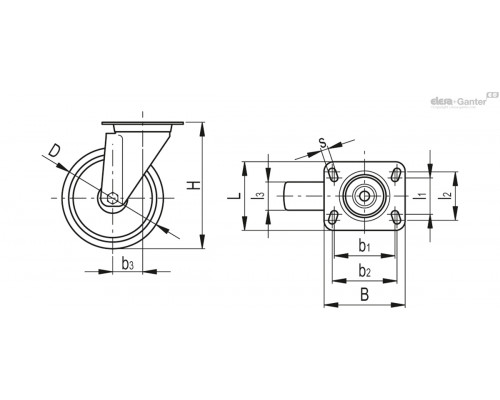 Колесико RE.FF-080-SBL-SST-N (451201) ELESA+GANTER