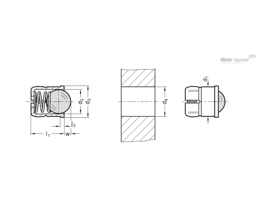 Фиксатор пружинный GN 614.5-5-KD ELESA+GANTER