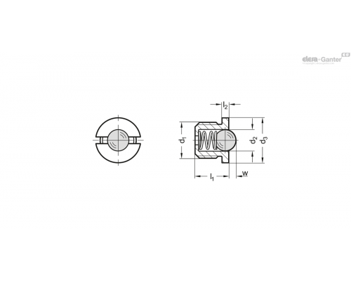 Фиксатор пружинный GN 616.2-M4-KU ELESA+GANTER