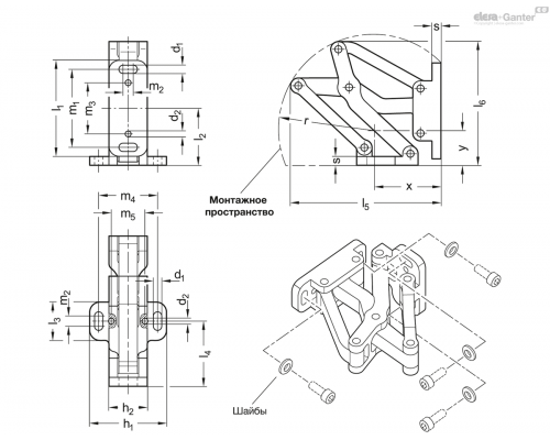 Петля GN 7241-AL-75-EL ELESA+GANTER