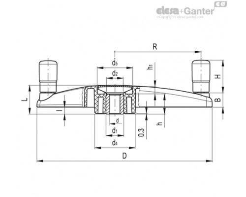 Трехлопастный маховик ETK.400+I.631 A-20-C6 (207731-C6) ELESA+GANTER