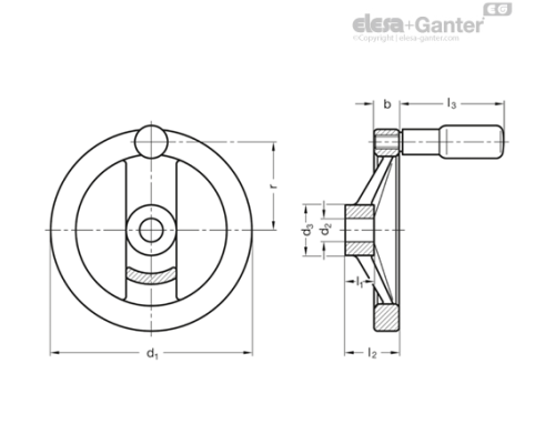 Маховик со спицами GN 322-140-*16-R ELESA+GANTER