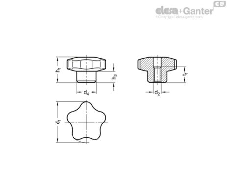 Лепестковая ручка GN 5336-60-M12-D-MT ELESA+GANTER