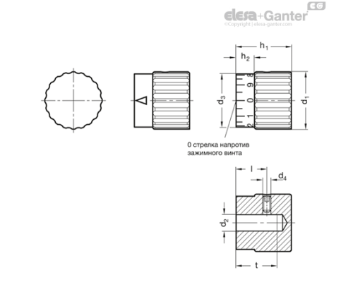Ручка управления GN 436.1-24-B5-A-MT ELESA+GANTER Ручка управления GN 436.1-24-B5-A-MT ELESA+GANTER