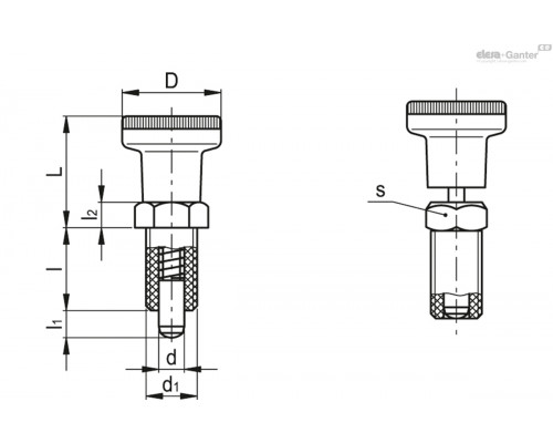 Штифт стопорный PMT.100-5-M10x1-A (51501) ELESA+GANTER
