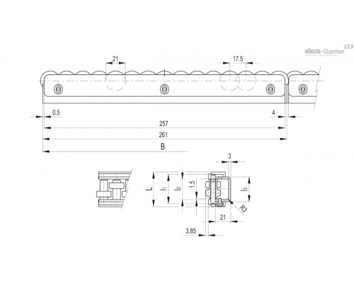 Направляющая GLD-1-AZ-RT-47-2085 (419303) ELESA+GANTER