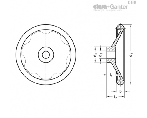 Дисковый маховик DIN 3670-125-K14 ELESA+GANTER