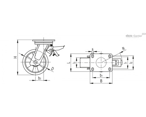 Колёсико RE.F2-160-SSF-WH (452453) ELESA+GANTER