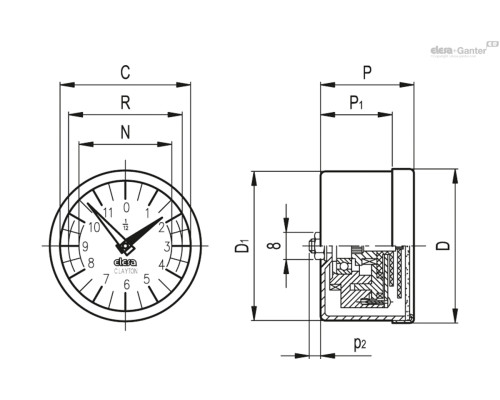 Индикатор GA01-0016-D (CE.20151-A) ELESA+GANTER Индикатор GA01-0016-D (CE.20151-A) ELESA+GANTER