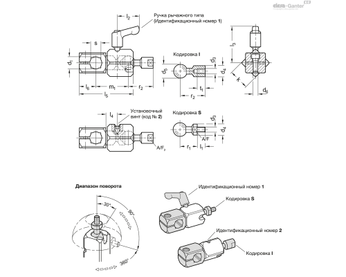 Зажим GN 487-B10-Q-M5-I-2-EL ELESA+GANTER