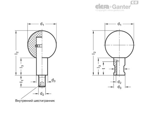Шарообразная ручка GN 319.5-50-M12-A ELESA+GANTER