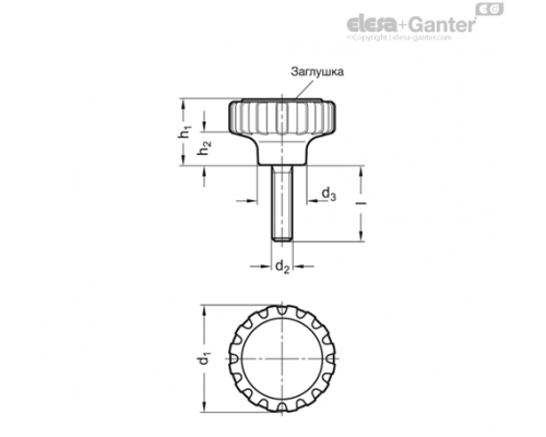 Ручка с накаткой GN 7336-34-M6-15-ST ELESA+GANTER