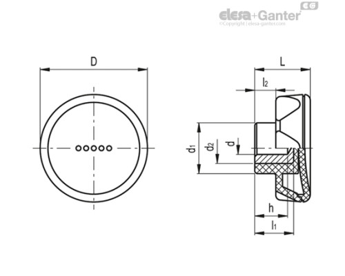 Ручка с углублениями с внутренней стороны ELK.45 A-8 -C1 (221206-C1) ELESA+GANTER